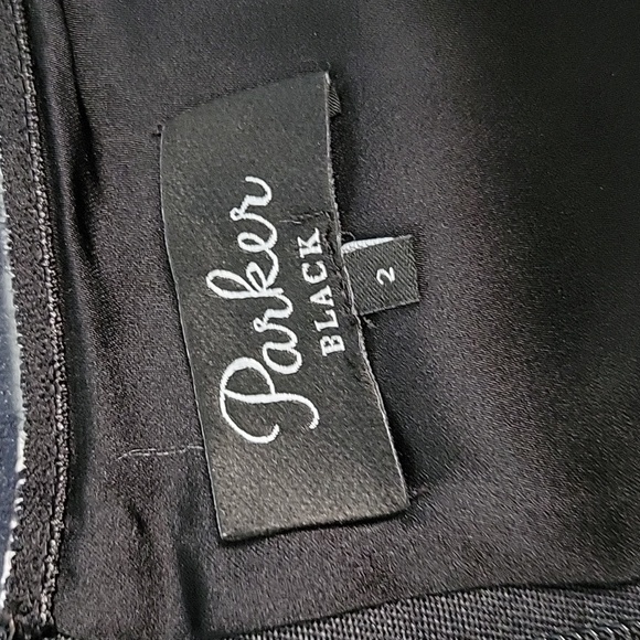 Parker Black Strapless Cocktail Asymmetrical Pleated Little Black Dress LBDSize2 - Picture 4 of 12